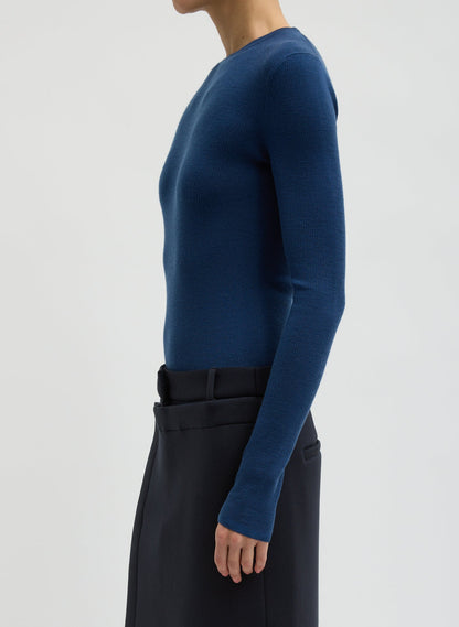 Tibi Featherweight Ribbed Sweater Crewneck Pullover