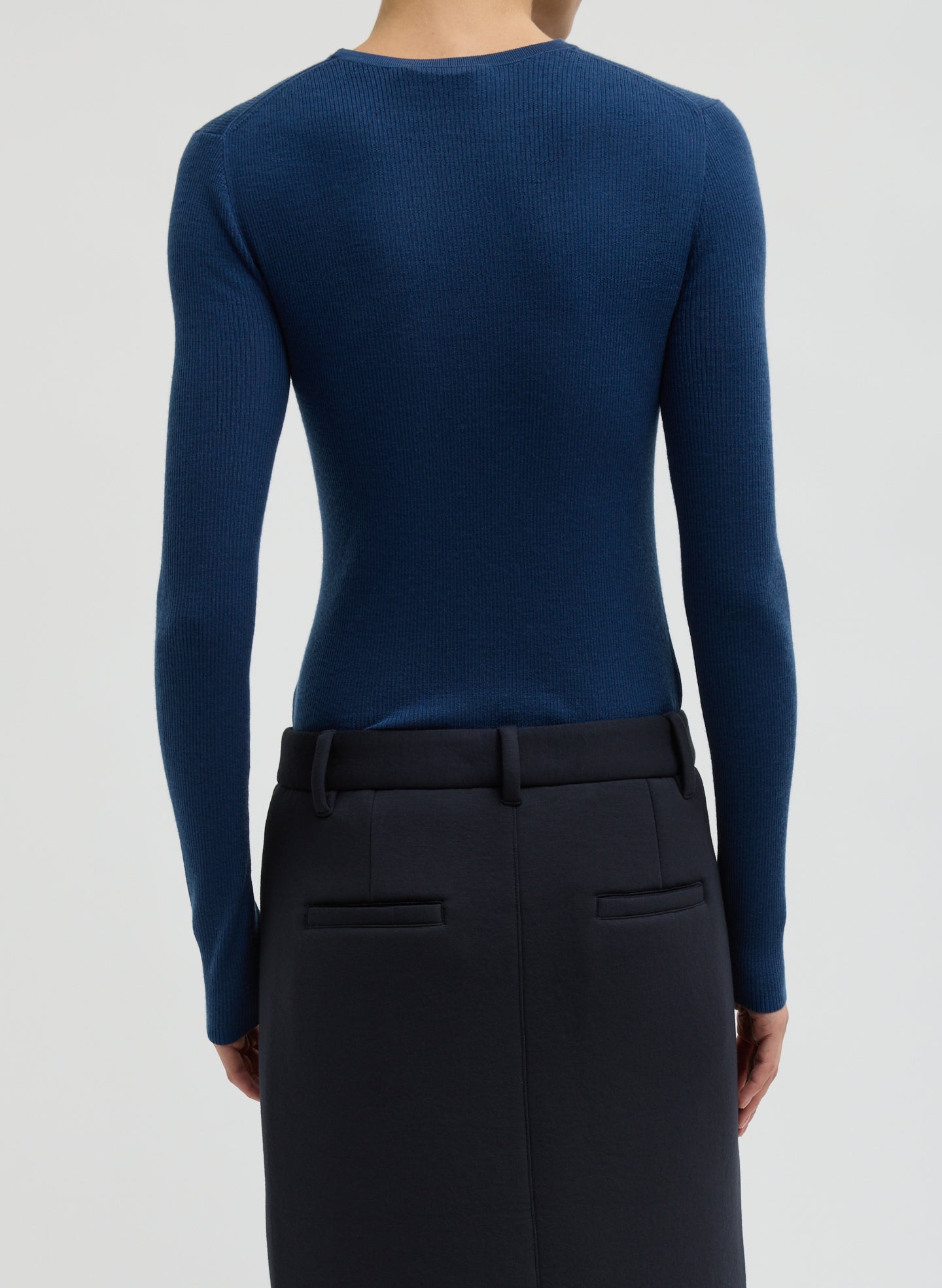Tibi Featherweight Ribbed Sweater Crewneck Pullover