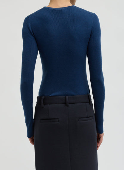 Tibi Featherweight Ribbed Sweater Crewneck Pullover