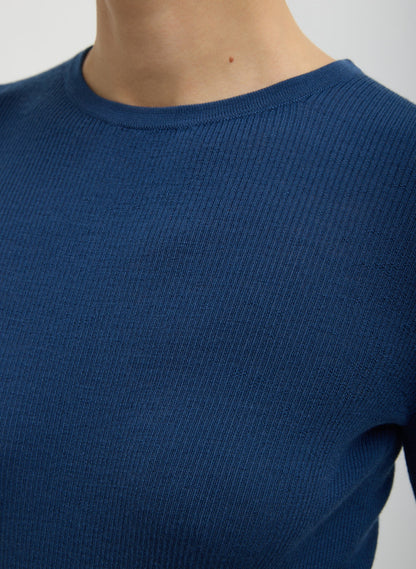 Tibi Featherweight Ribbed Sweater Crewneck Pullover