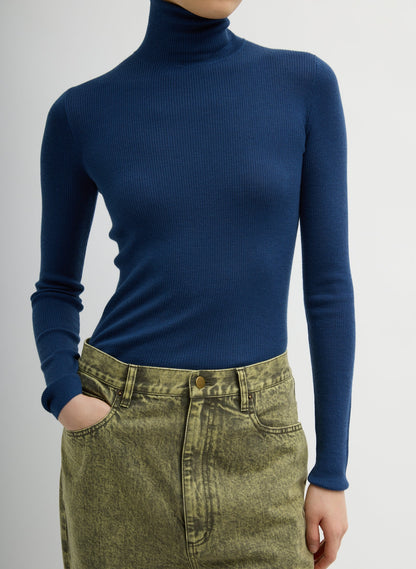 Tibi Featherweight Ribbed Sweater Turtleneck Pullover