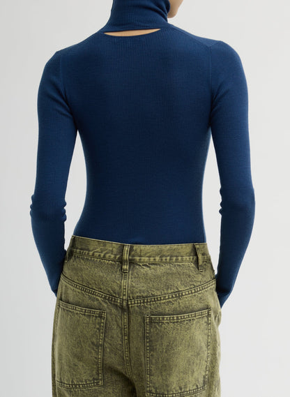 Tibi Featherweight Ribbed Sweater Turtleneck Pullover