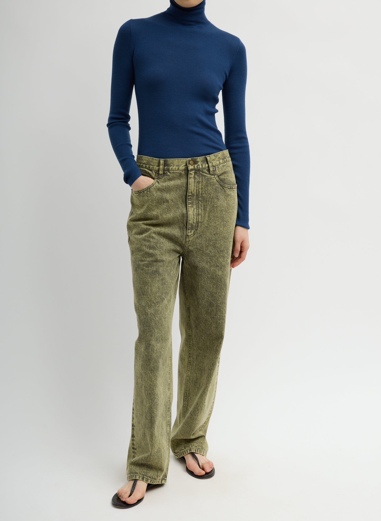 Tibi Featherweight Ribbed Sweater Turtleneck Pullover