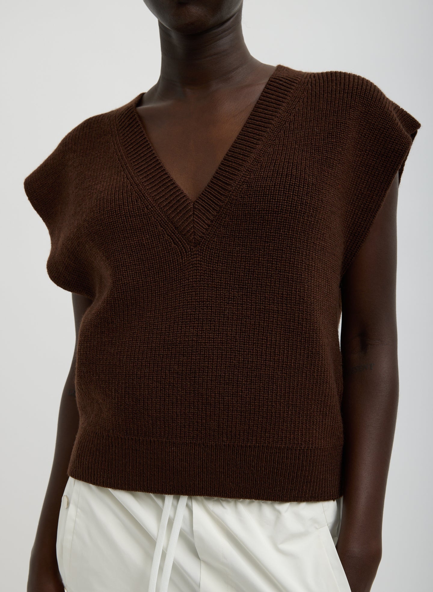 Tibi Cardigan Stitch Sweater Vest With Removable Dickie