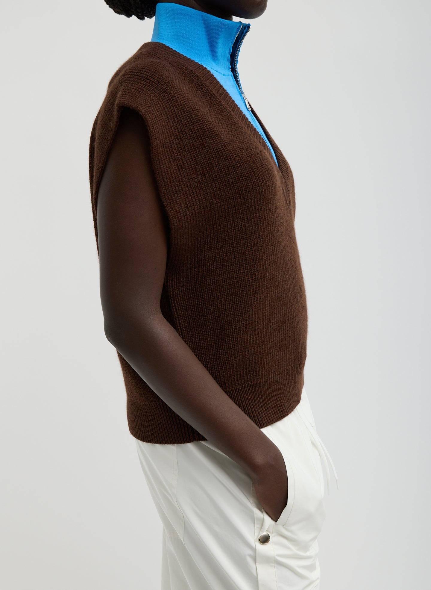 Tibi Cardigan Stitch Sweater Vest With Removable Dickie