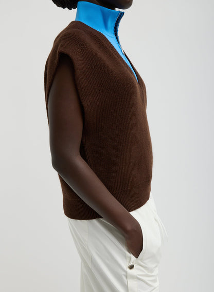Tibi Cardigan Stitch Sweater Vest With Removable Dickie