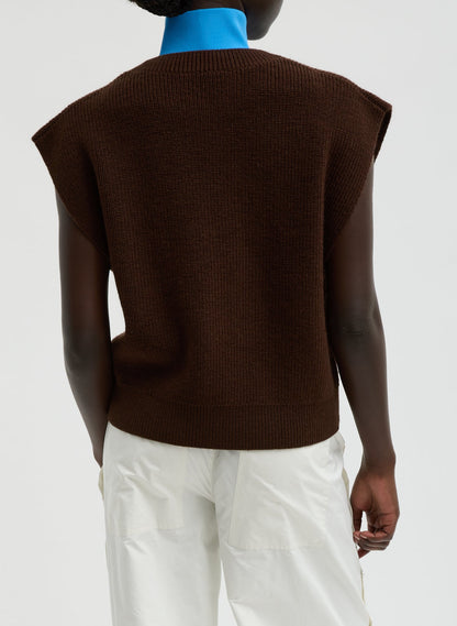 Tibi Cardigan Stitch Sweater Vest With Removable Dickie