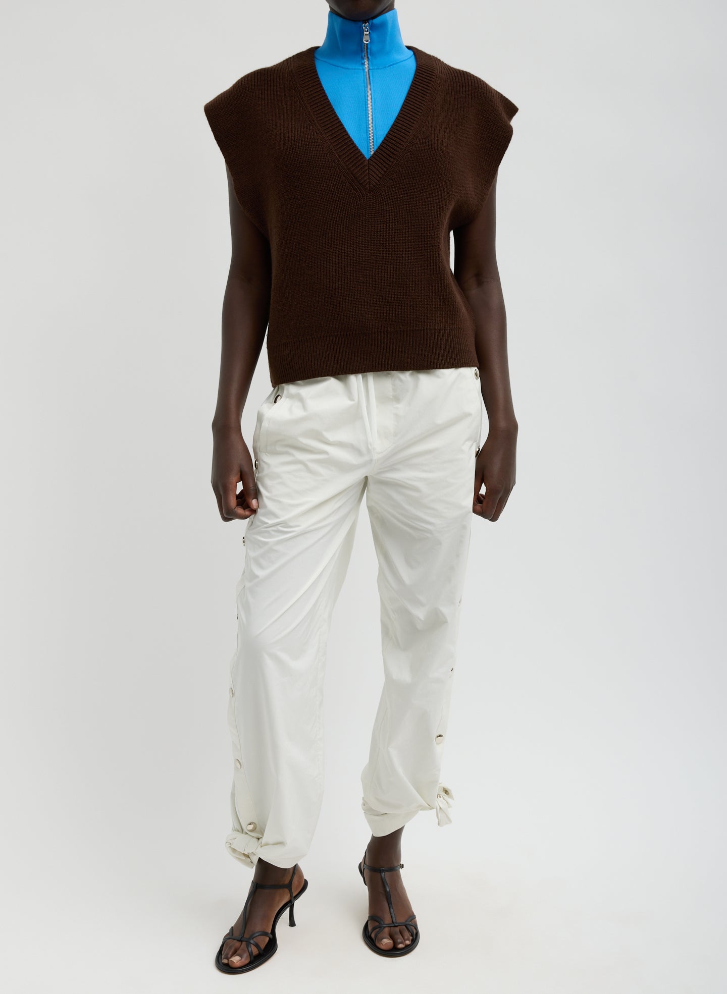 Tibi Cardigan Stitch Sweater Vest With Removable Dickie
