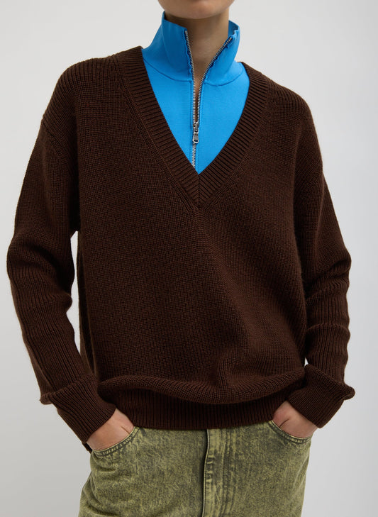 Tibi Cardigan Stitch V-Neck With Removable Dickie