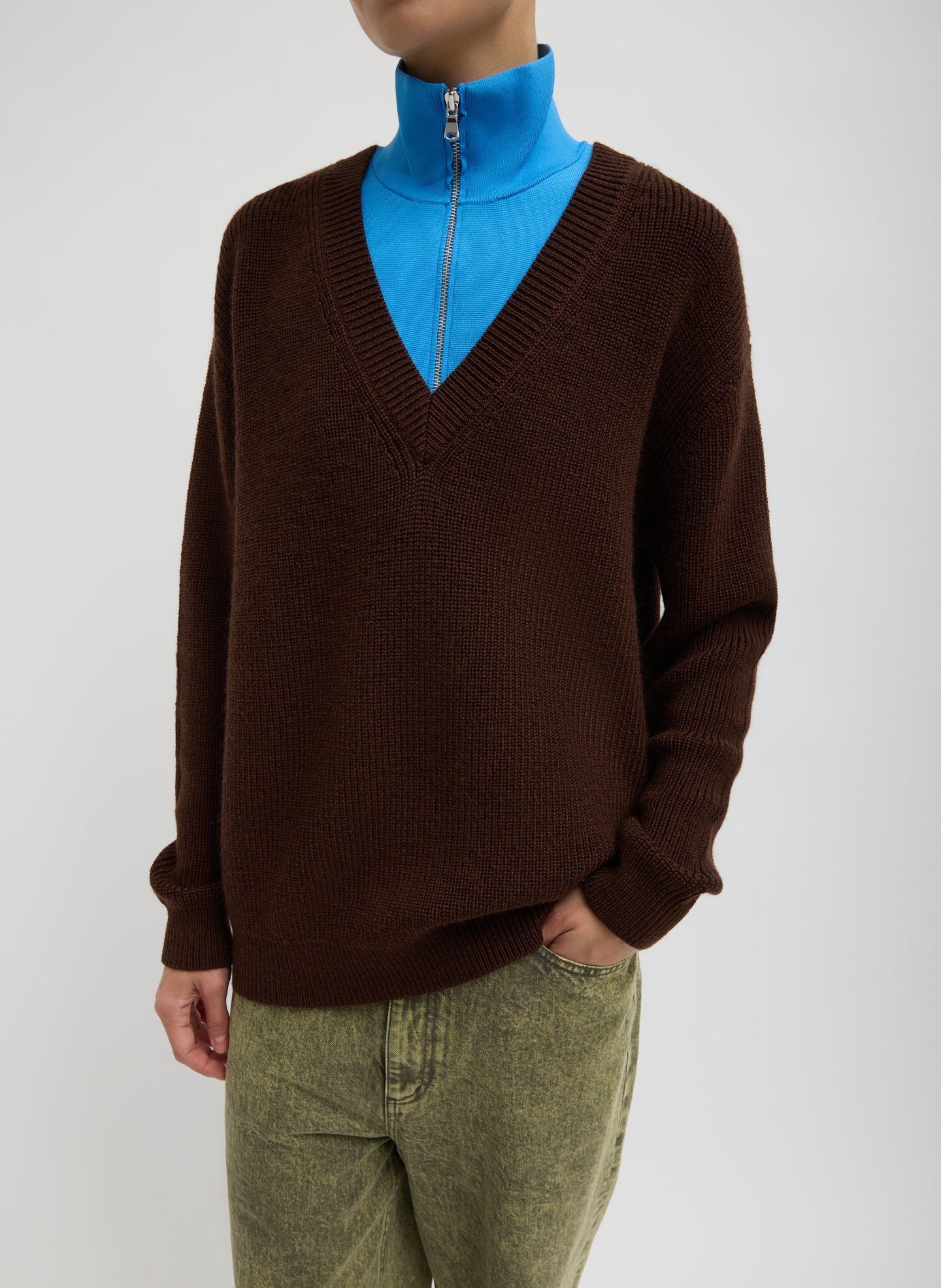 Tibi Cardigan Stitch V-Neck With Removable Dickie