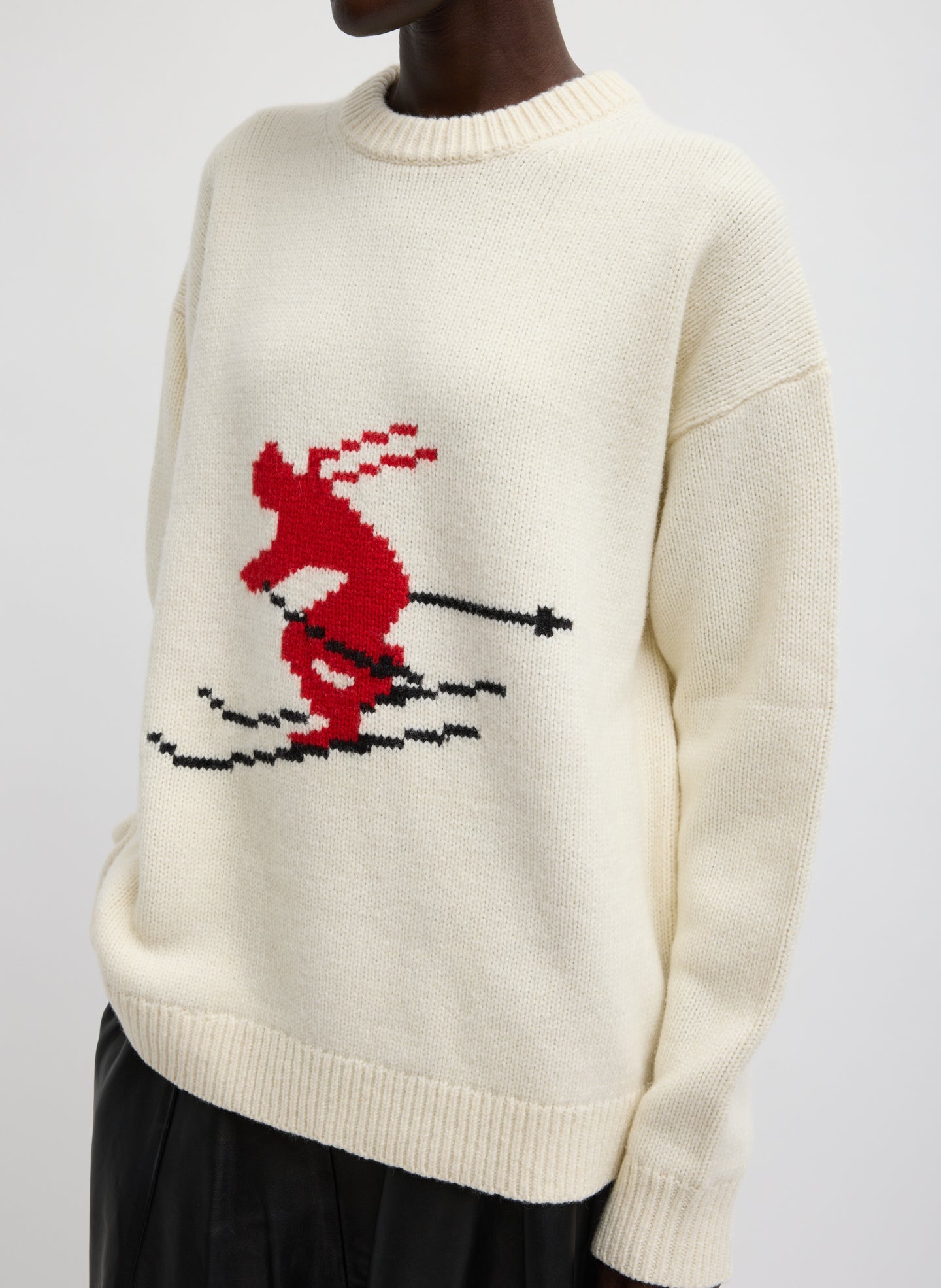 Tibi Soft Wool Ski Easy Pullover Crewneck Sweater