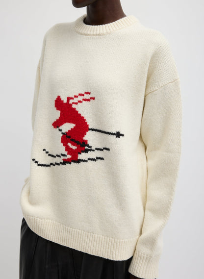 Tibi Soft Wool Ski Easy Pullover Crewneck Sweater