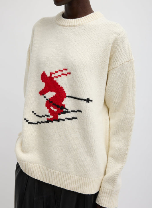 Tibi Soft Wool Ski Easy Pullover Crewneck Sweater