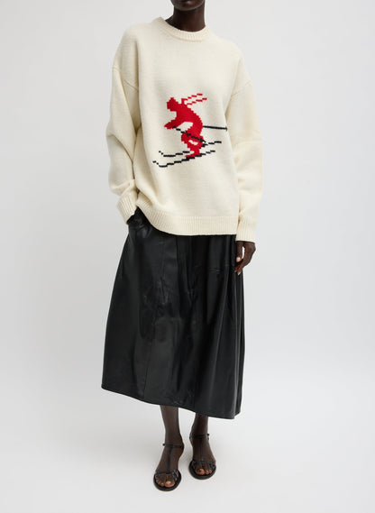 Tibi Soft Wool Ski Easy Pullover Crewneck Sweater