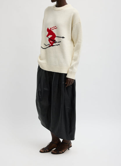 Tibi Soft Wool Ski Easy Pullover Crewneck Sweater