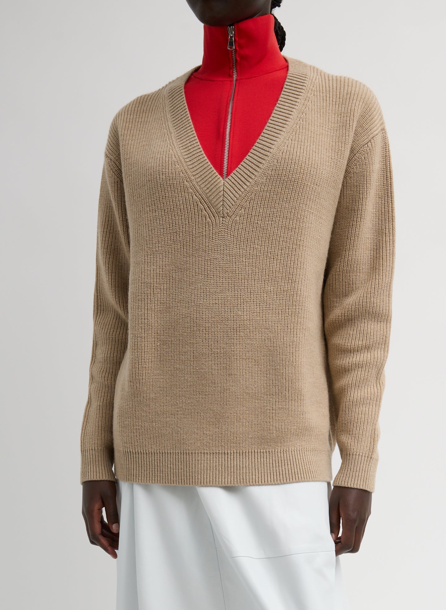 Tibi Cardigan Stitch V-Neck With Removable Dickie