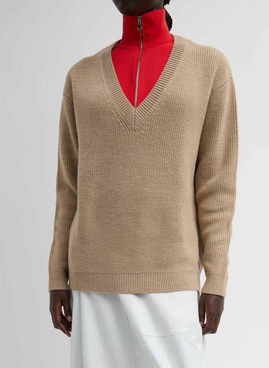Tibi Cardigan Stitch V-Neck With Removable Dickie