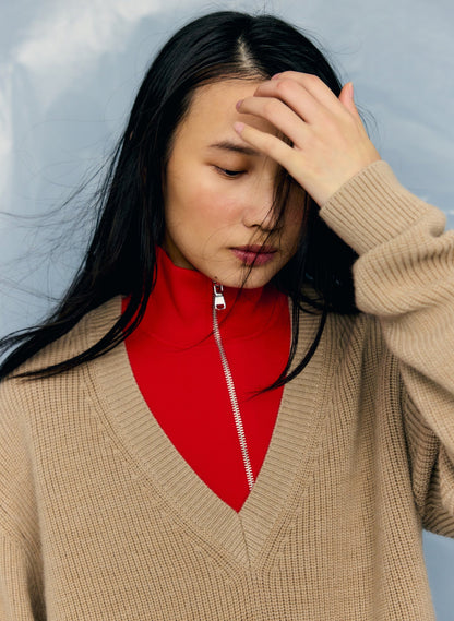 Tibi Cardigan Stitch V-Neck With Removable Dickie