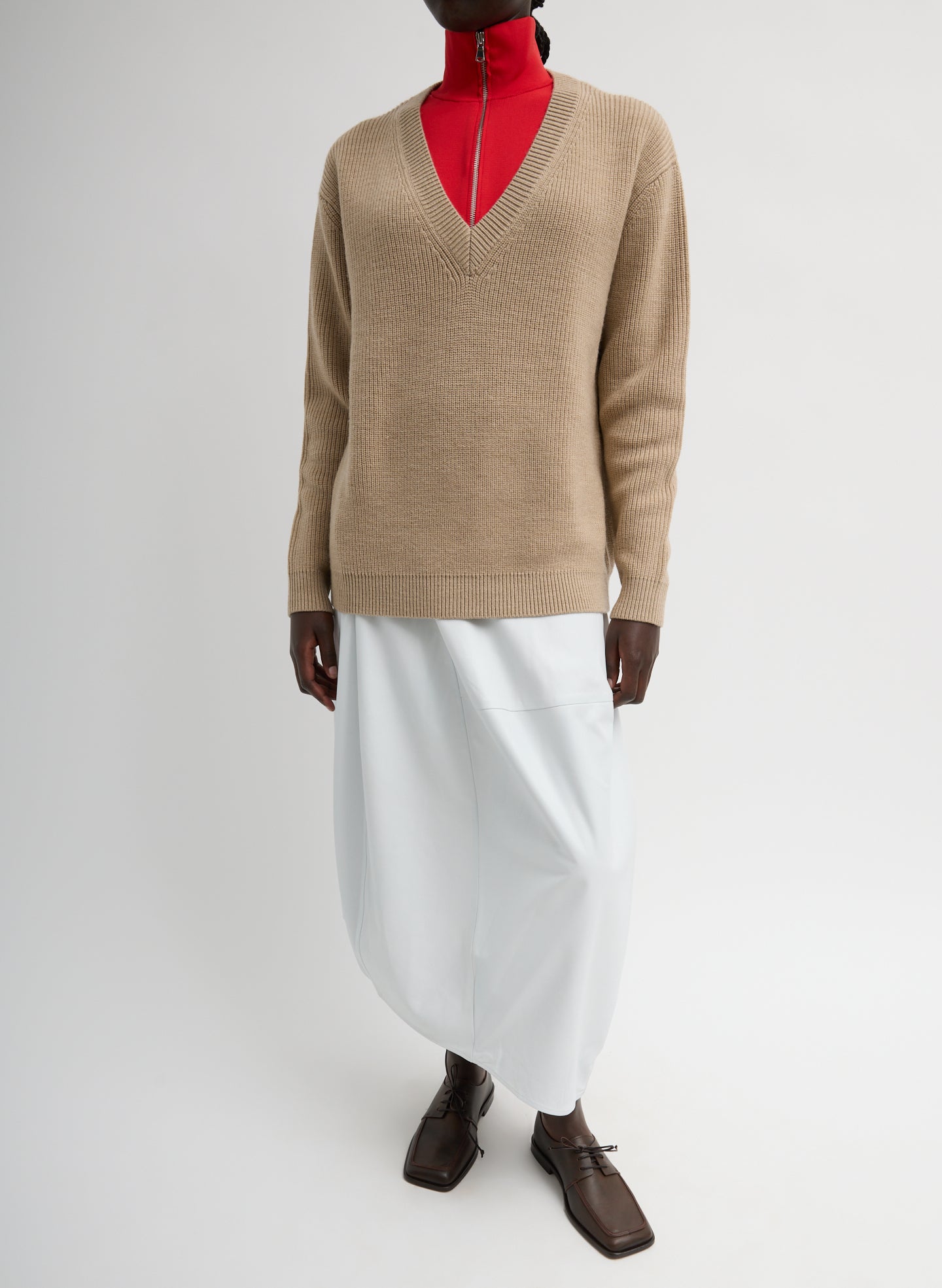 Tibi Cardigan Stitch V-Neck With Removable Dickie