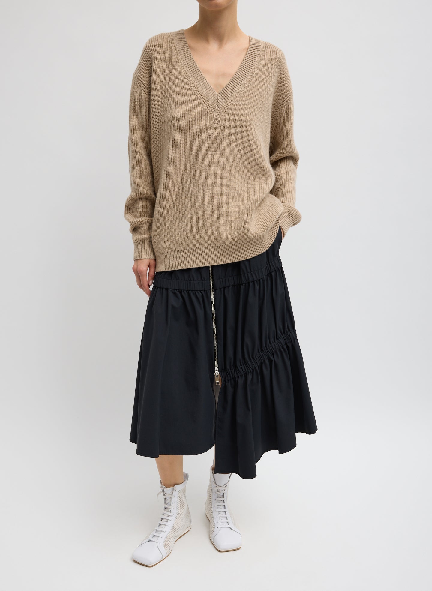 Tibi Cardigan Stitch V-Neck With Removable Dickie
