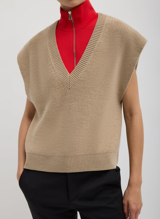 Tibi Cardigan Stitch Sweater Vest With Removable Dickie