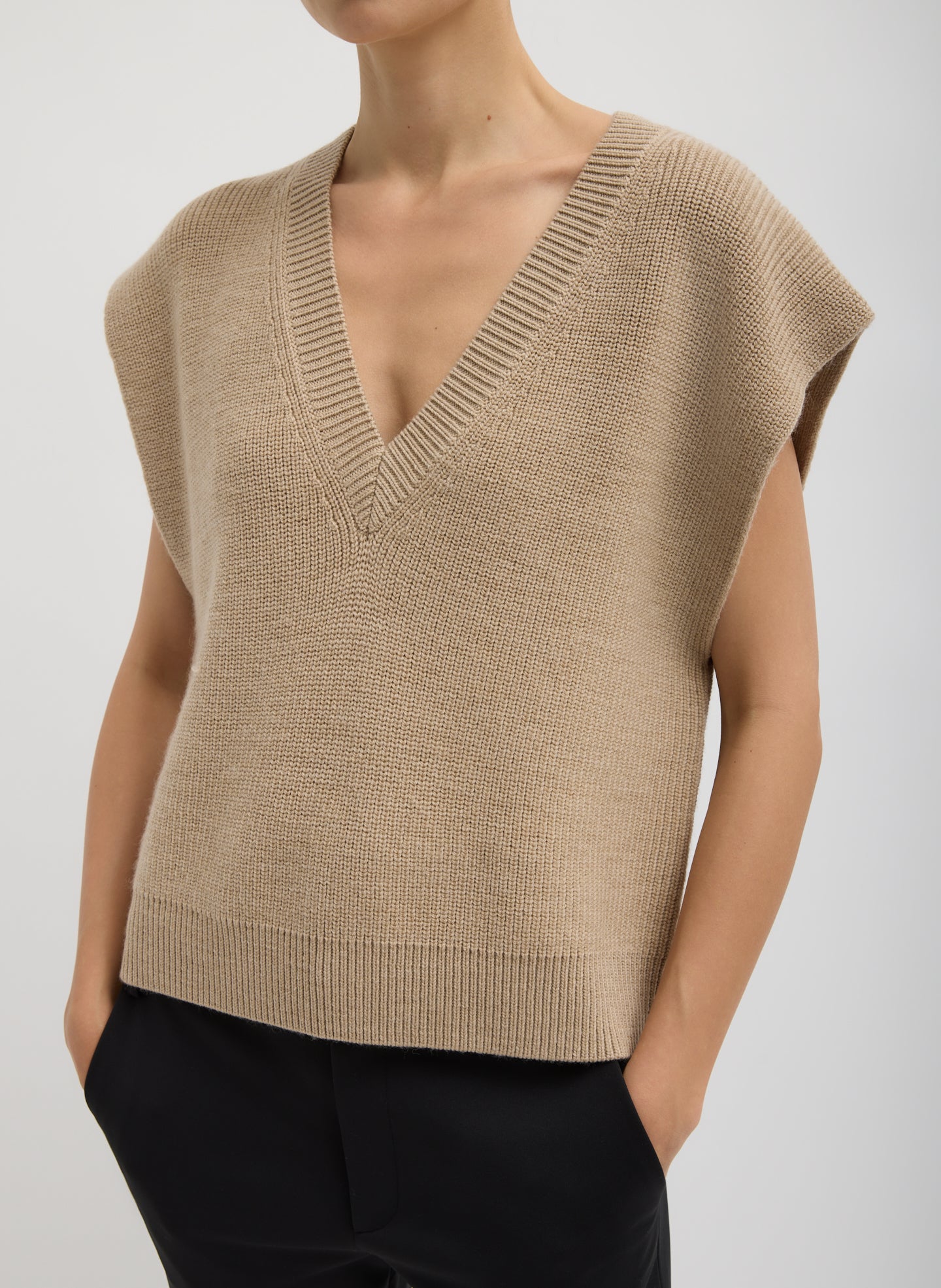 Tibi Cardigan Stitch Sweater Vest With Removable Dickie
