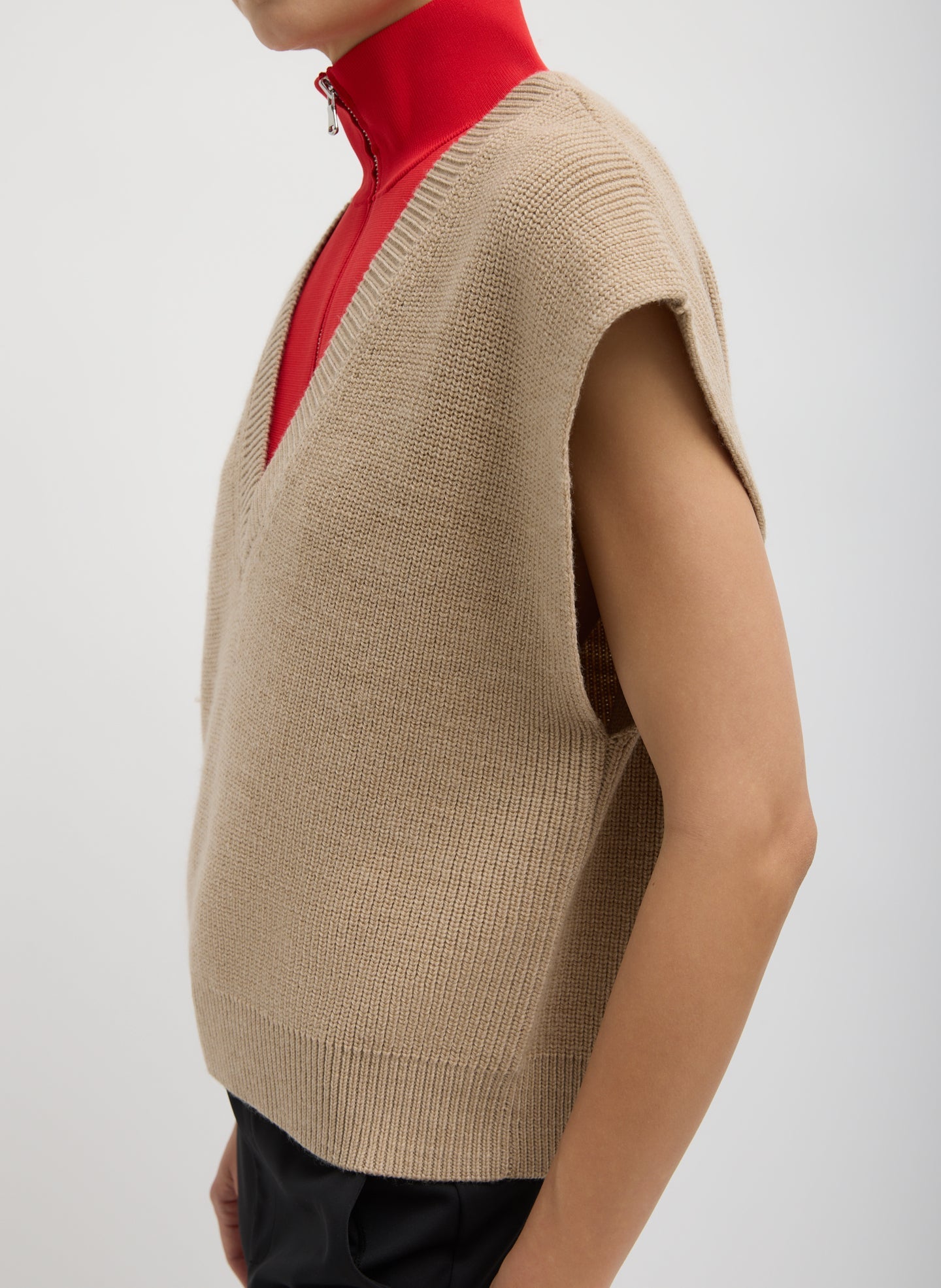 Tibi Cardigan Stitch Sweater Vest With Removable Dickie