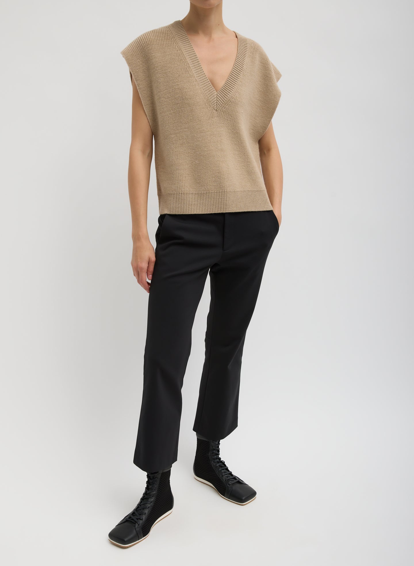 Tibi Cardigan Stitch Sweater Vest With Removable Dickie