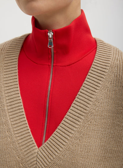 Tibi Cardigan Stitch Sweater Vest With Removable Dickie