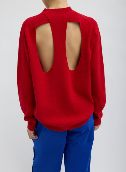 Tibi Anna Merino Wool Cut Out Racerback Pullover