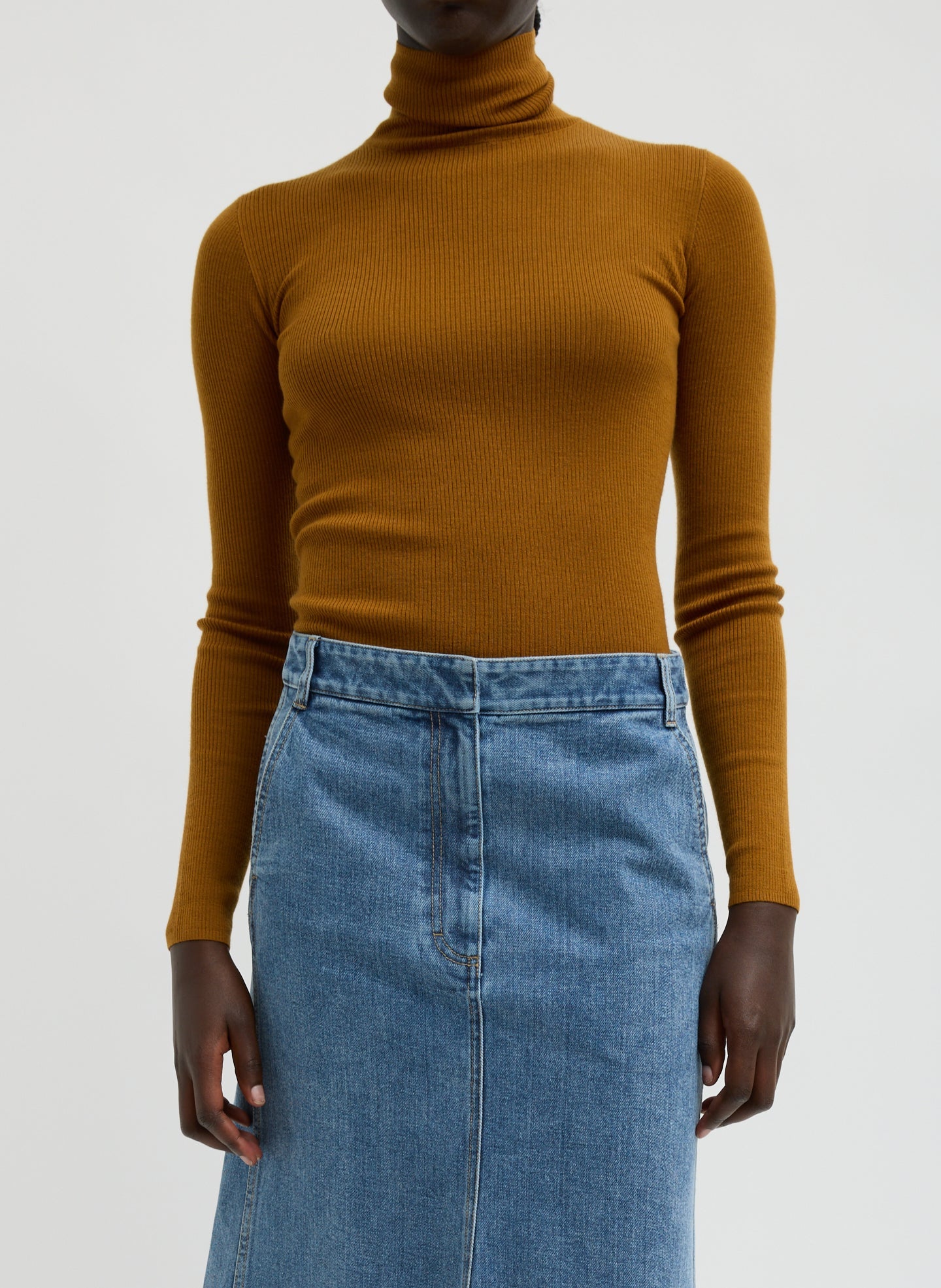 Tibi Featherweight Ribbed Sweater Turtleneck Pullover