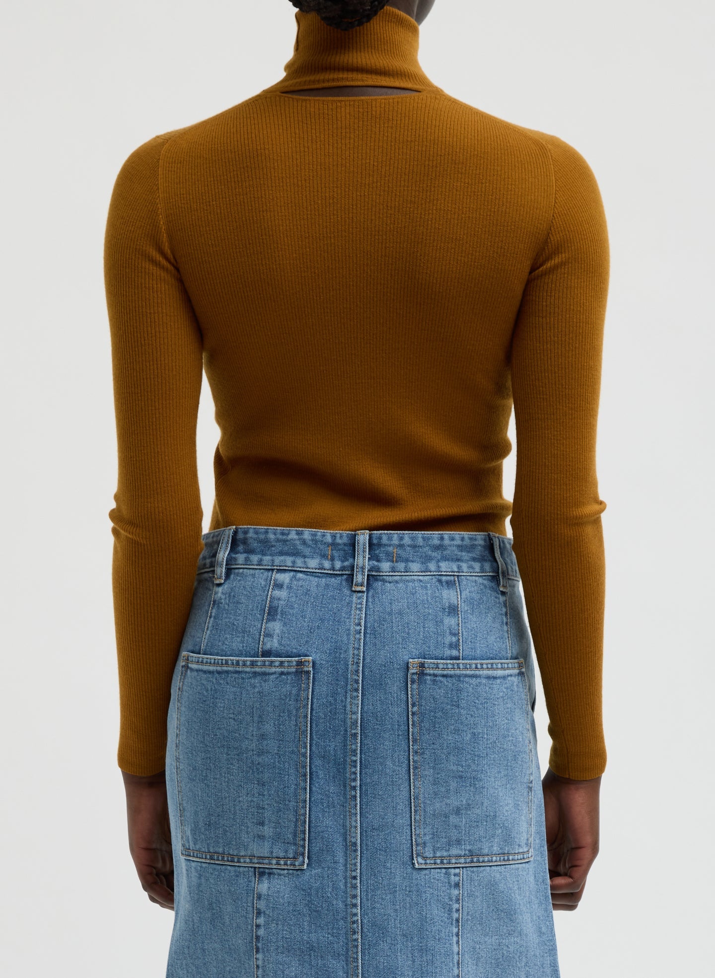 Tibi Featherweight Ribbed Sweater Turtleneck Pullover