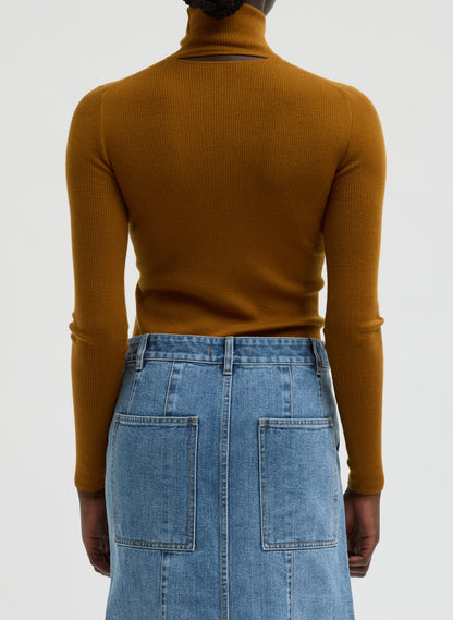 Tibi Featherweight Ribbed Sweater Turtleneck Pullover