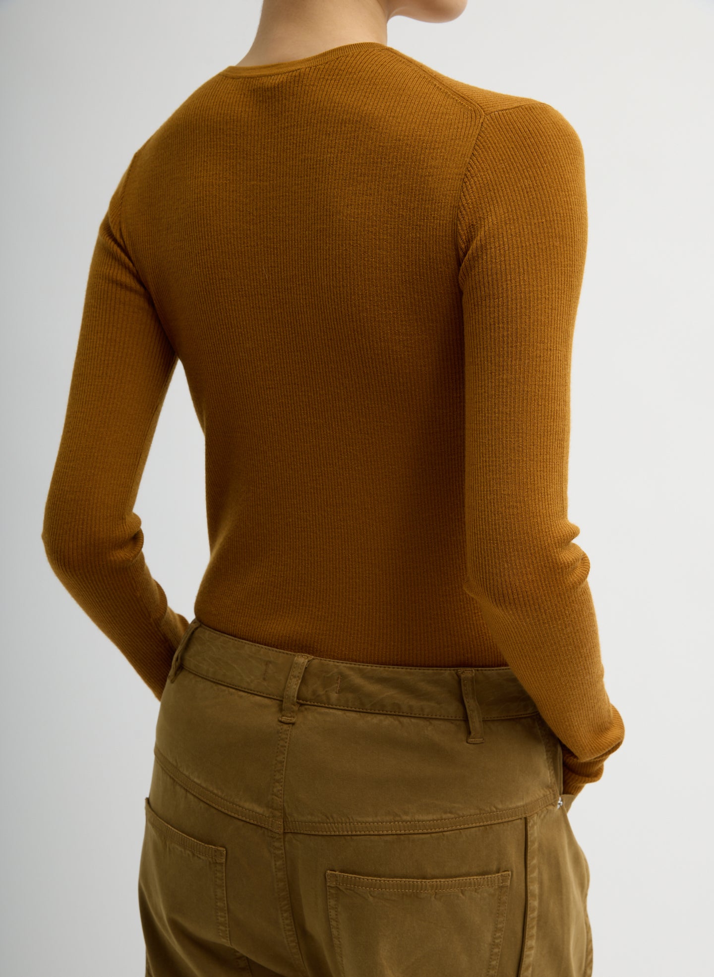 Tibi Featherweight Ribbed Sweater Crewneck Pullover