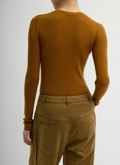 Tibi Featherweight Ribbed Sweater Crewneck Pullover