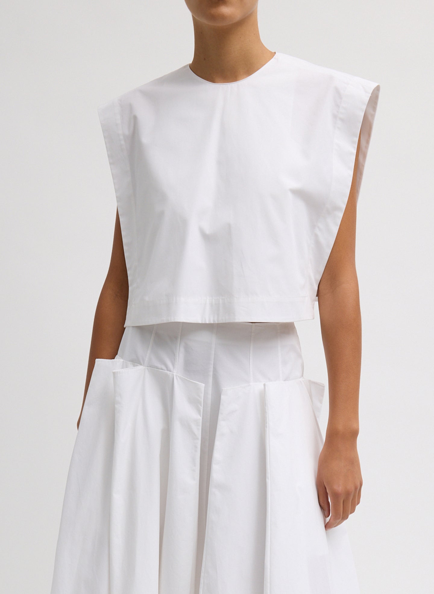 Tibi Compact Eco Poplin Cropped Square Top