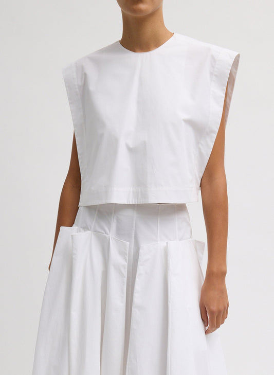 Tibi Compact Eco Poplin Cropped Square Top