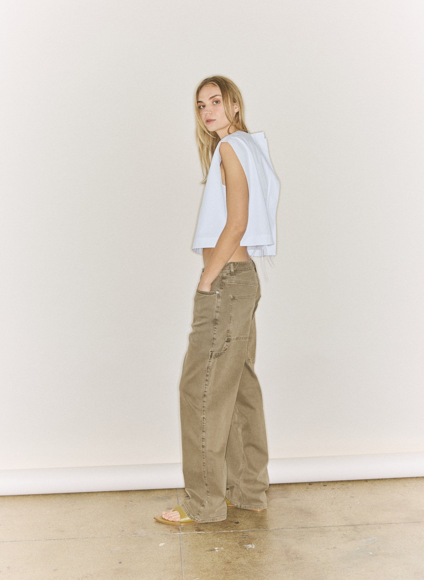 Tibi Compact Eco Poplin Cropped Square Top