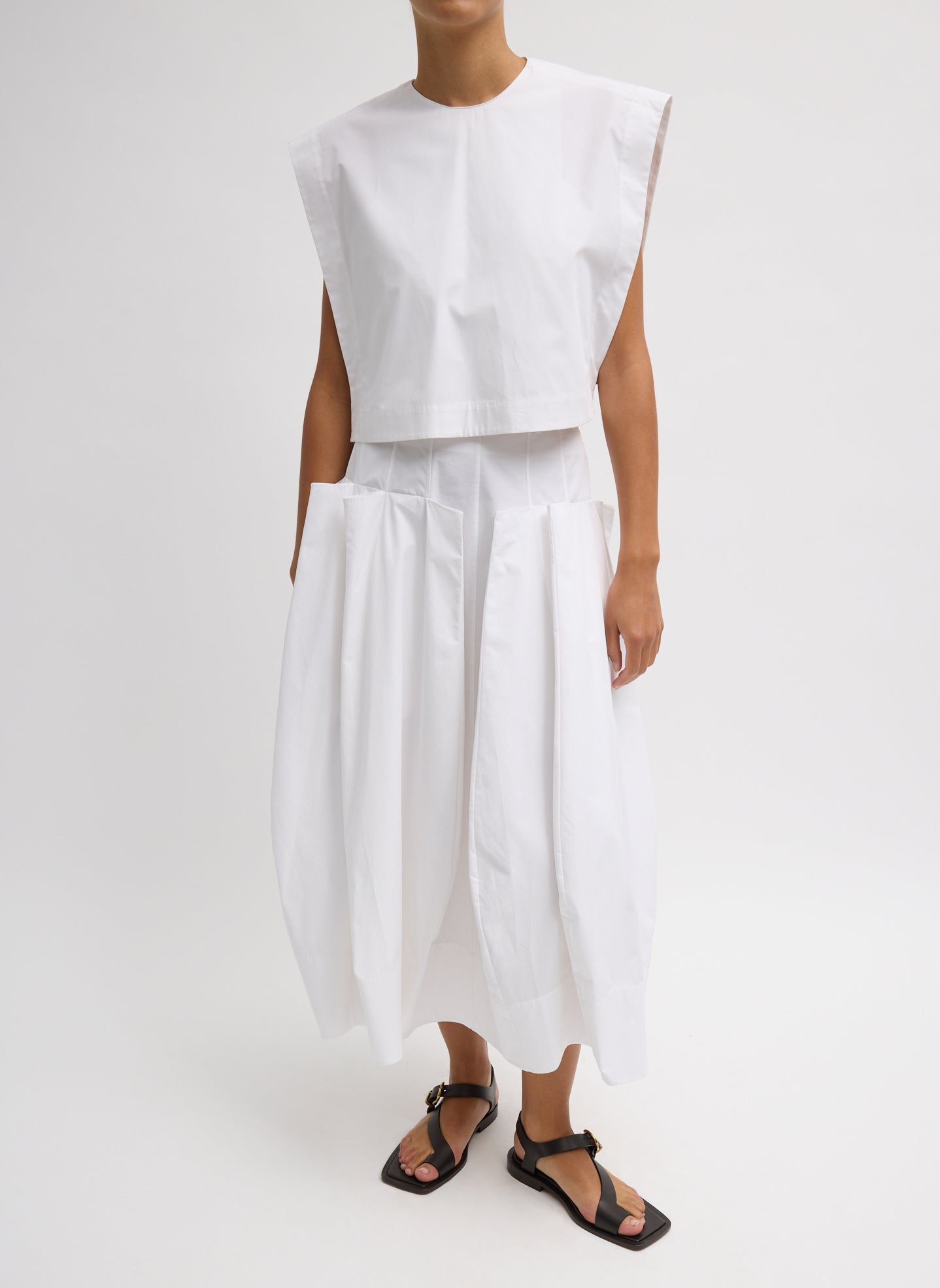 Tibi Compact Eco Poplin Cropped Square Top
