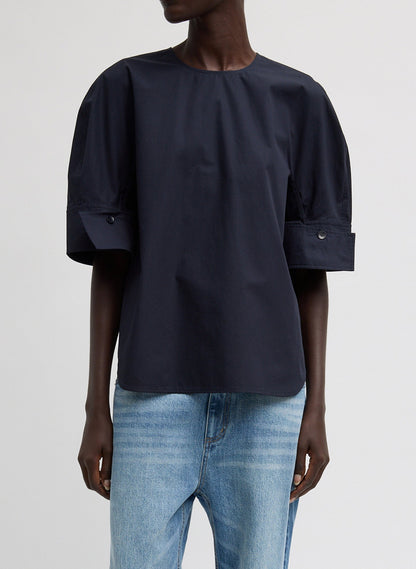 Tibi Compact Eco Poplin Reverse Sleeve Top