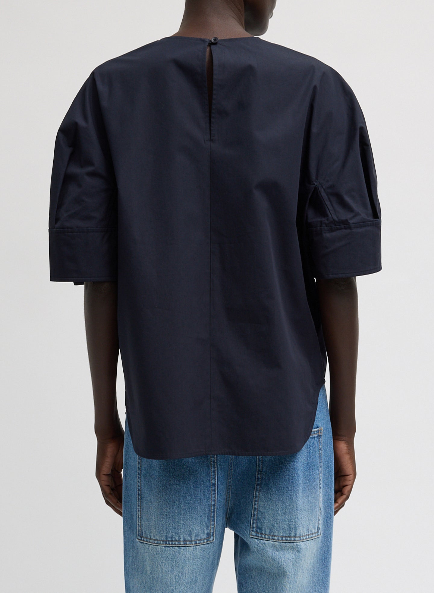 Tibi Compact Eco Poplin Reverse Sleeve Top