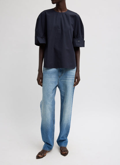 Tibi Compact Eco Poplin Reverse Sleeve Top