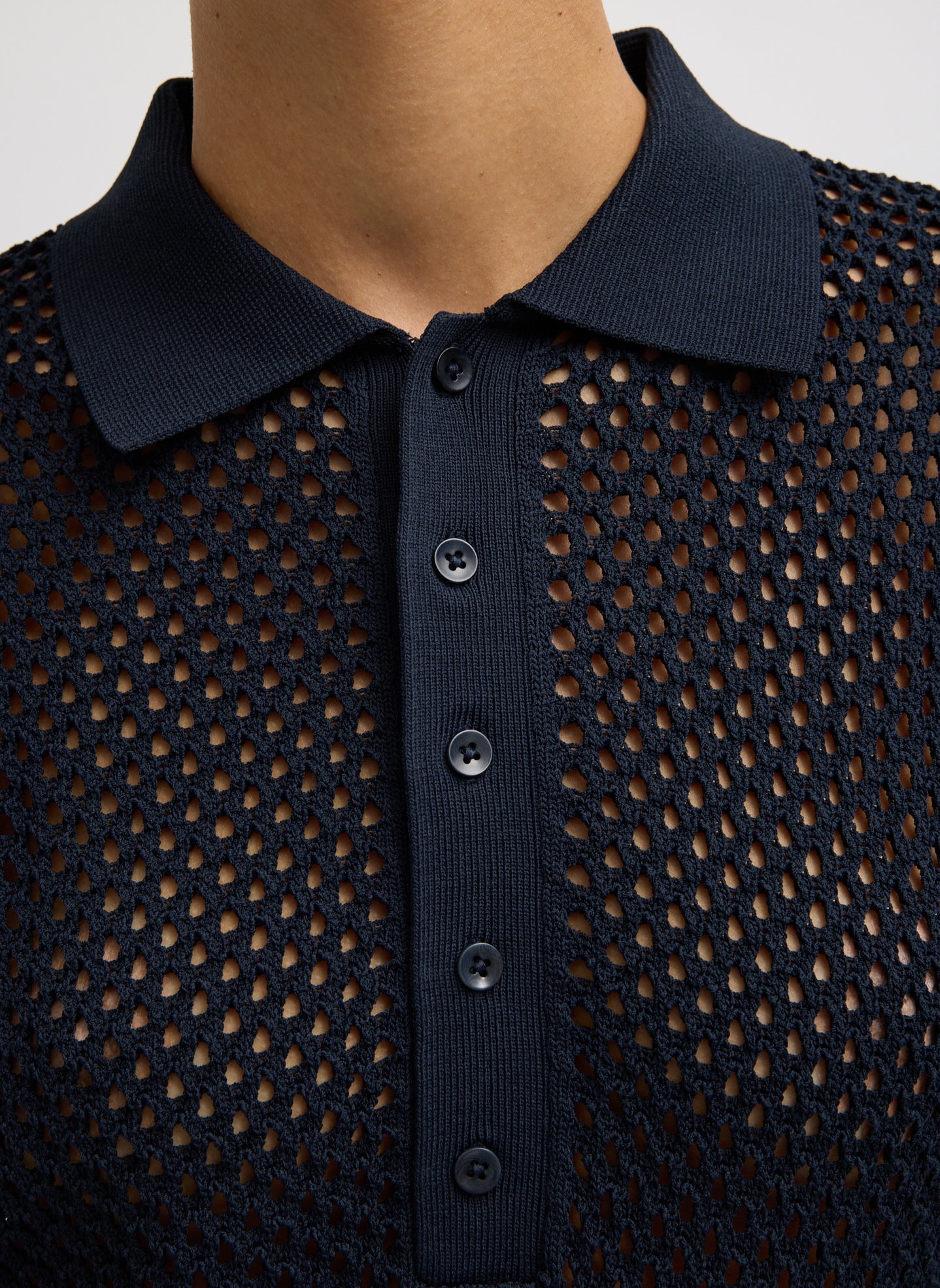 Tibi Crochet Netting Slim Polo