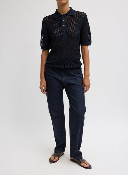 Tibi Crochet Netting Slim Polo