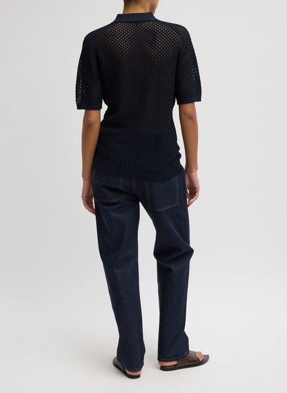 Tibi Crochet Netting Slim Polo