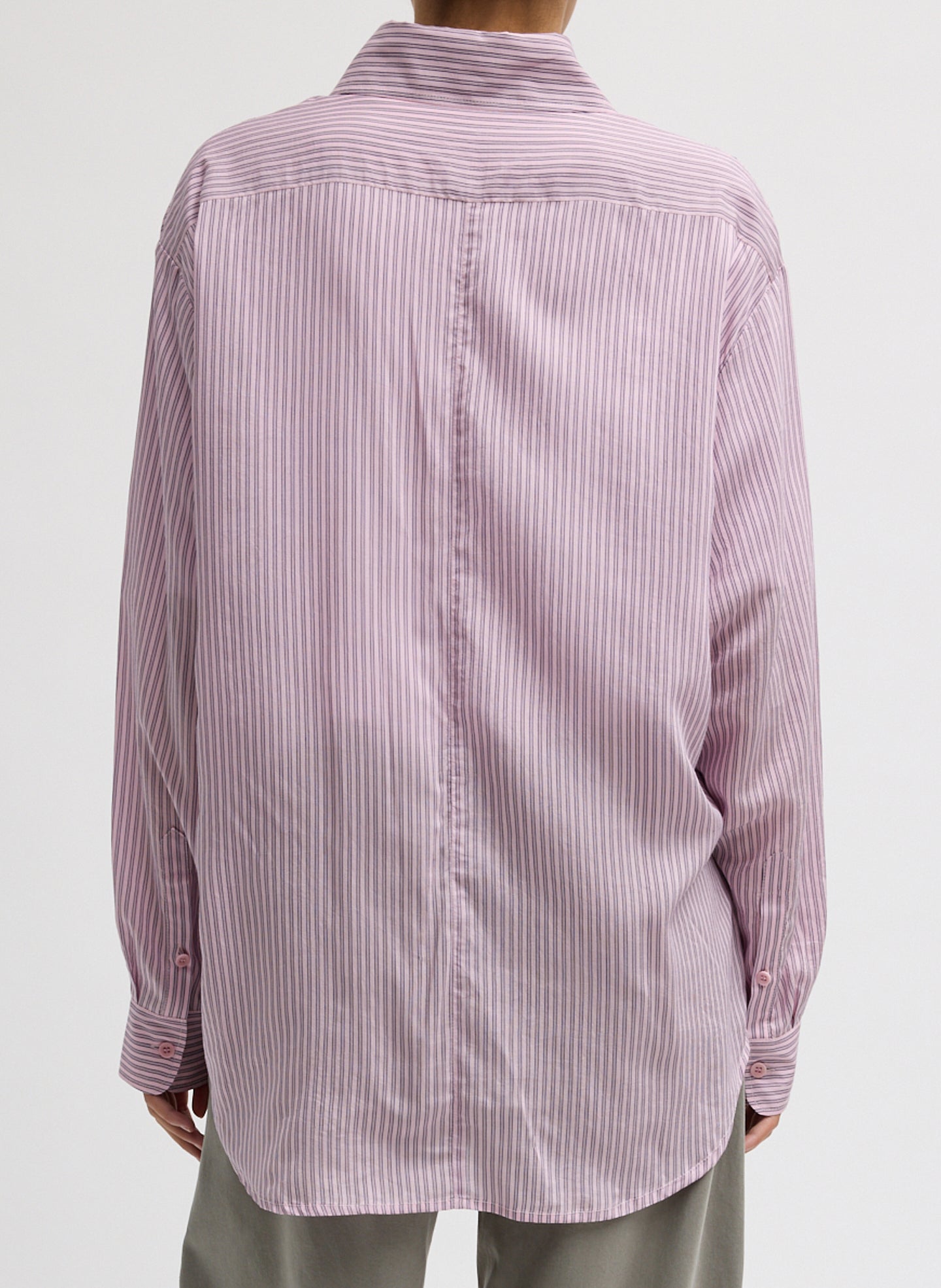 Tibi Ultra Light Silk Tencel Striped Pintucked Shirt