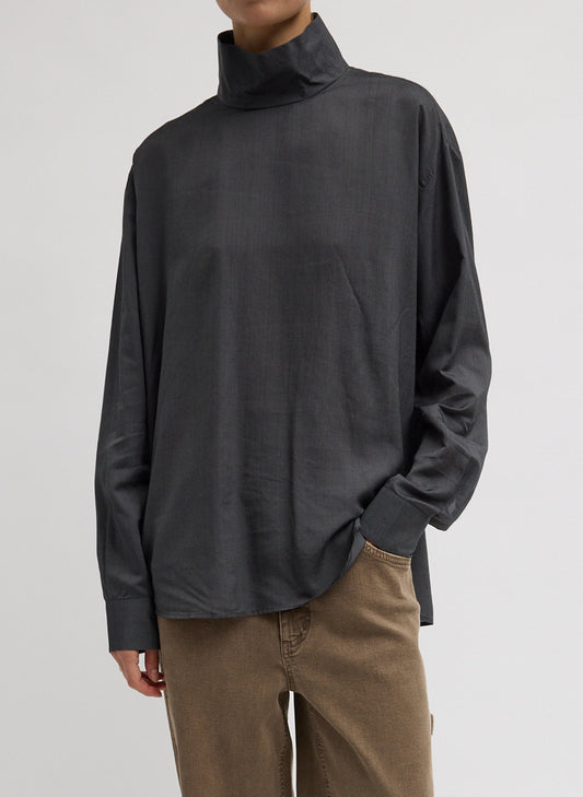 Tibi Ultra Light Silk Tencel Funnel Neck Shirt