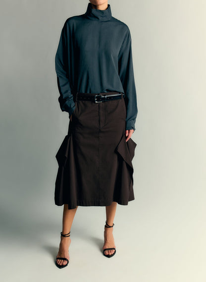Tibi Ultra Light Silk Tencel Funnel Neck Shirt