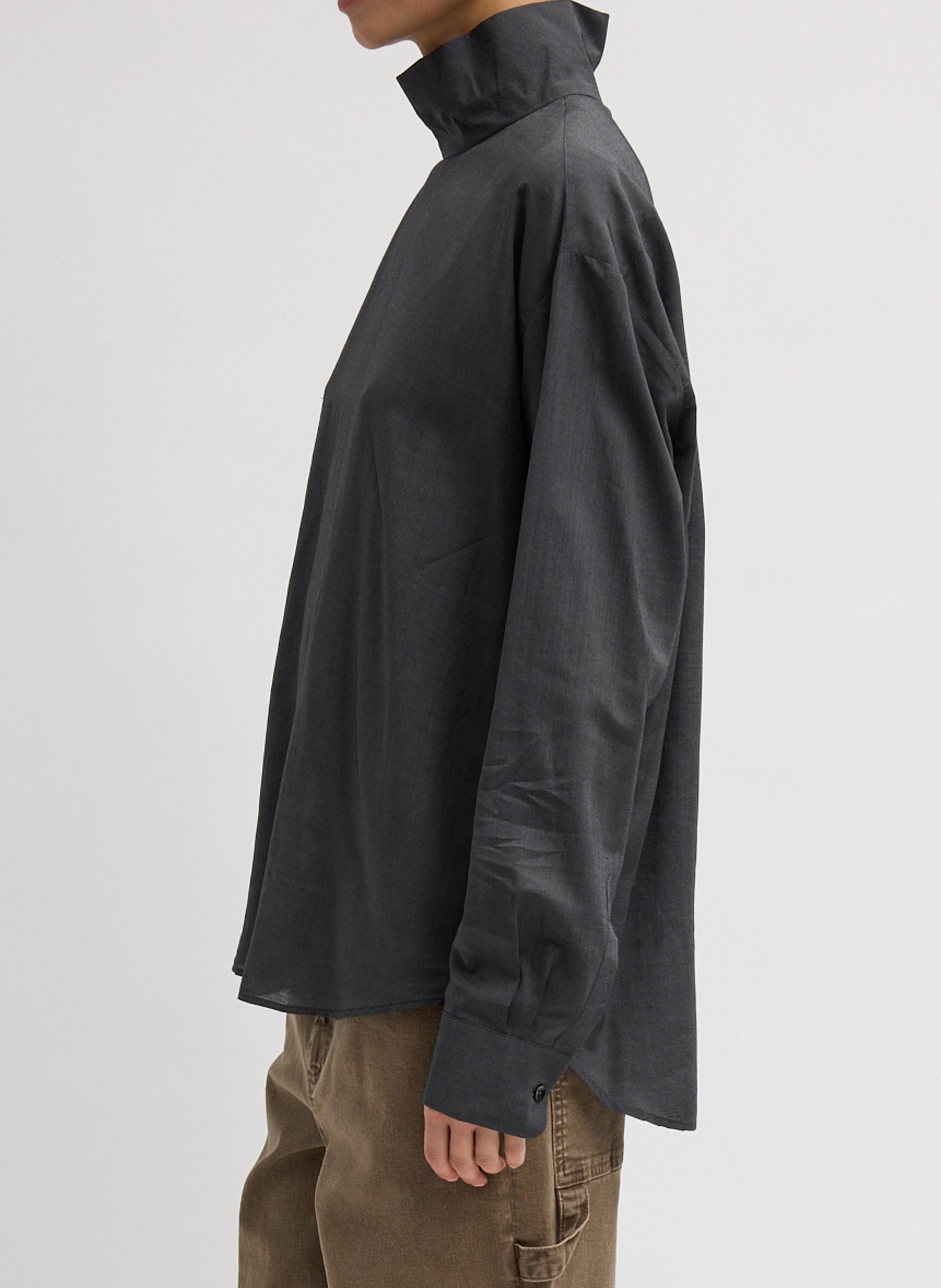 Tibi Ultra Light Silk Tencel Funnel Neck Shirt