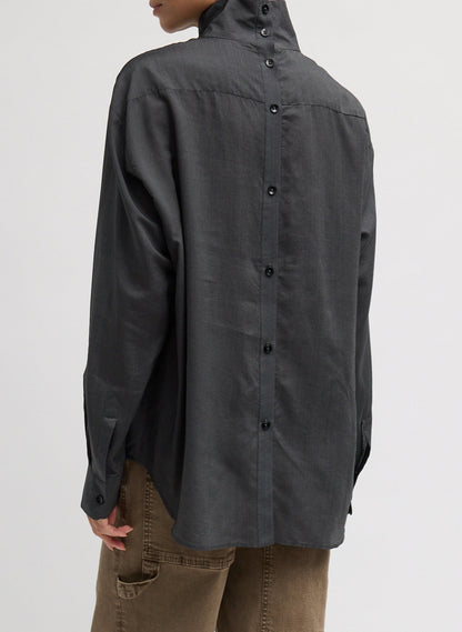 Tibi Ultra Light Silk Tencel Funnel Neck Shirt